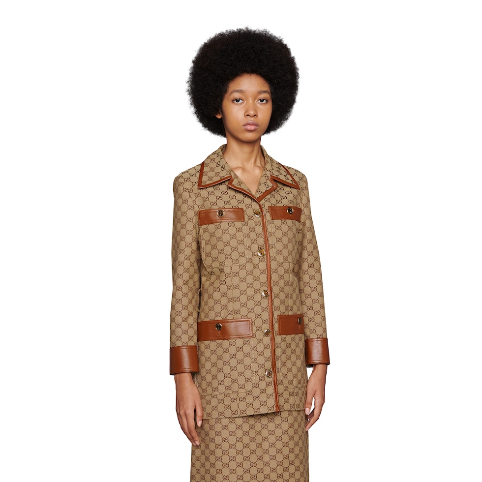 GG canvas jacket with Web belt