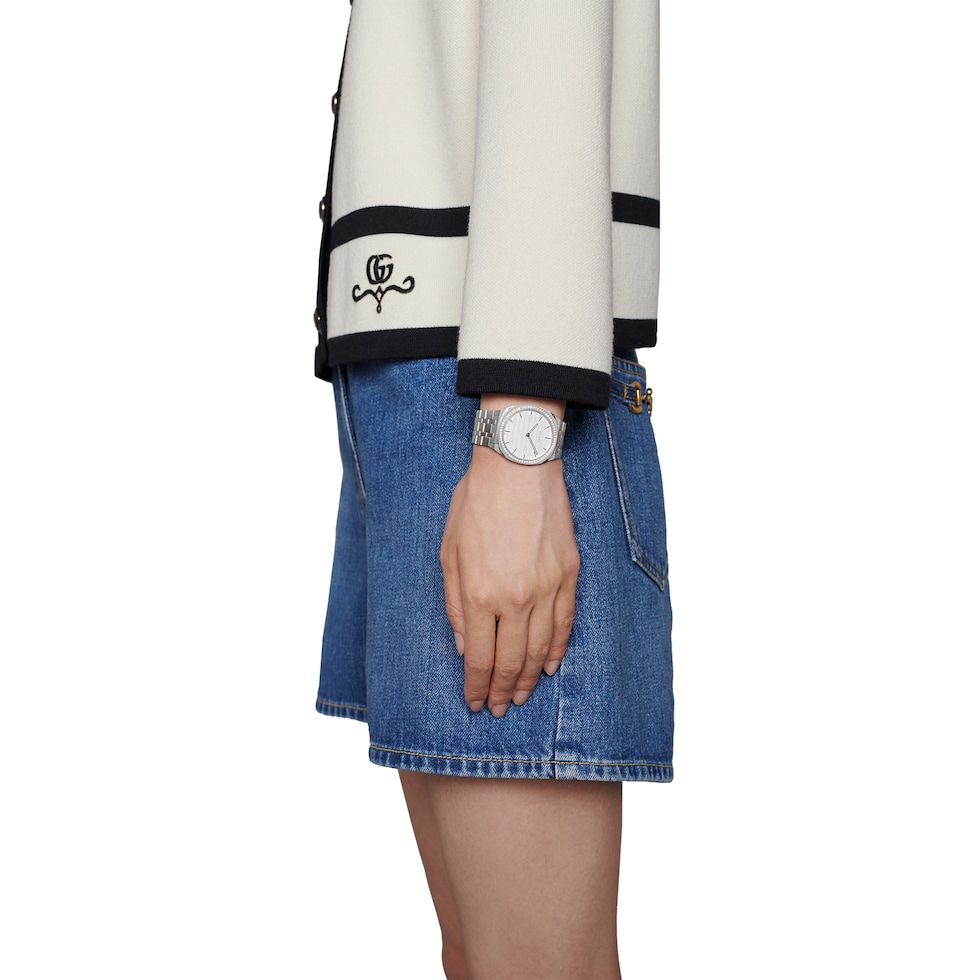 〔GUCCI 25H〕クオーツ スチール＆ダイヤモンド ウォッチ 34 mm