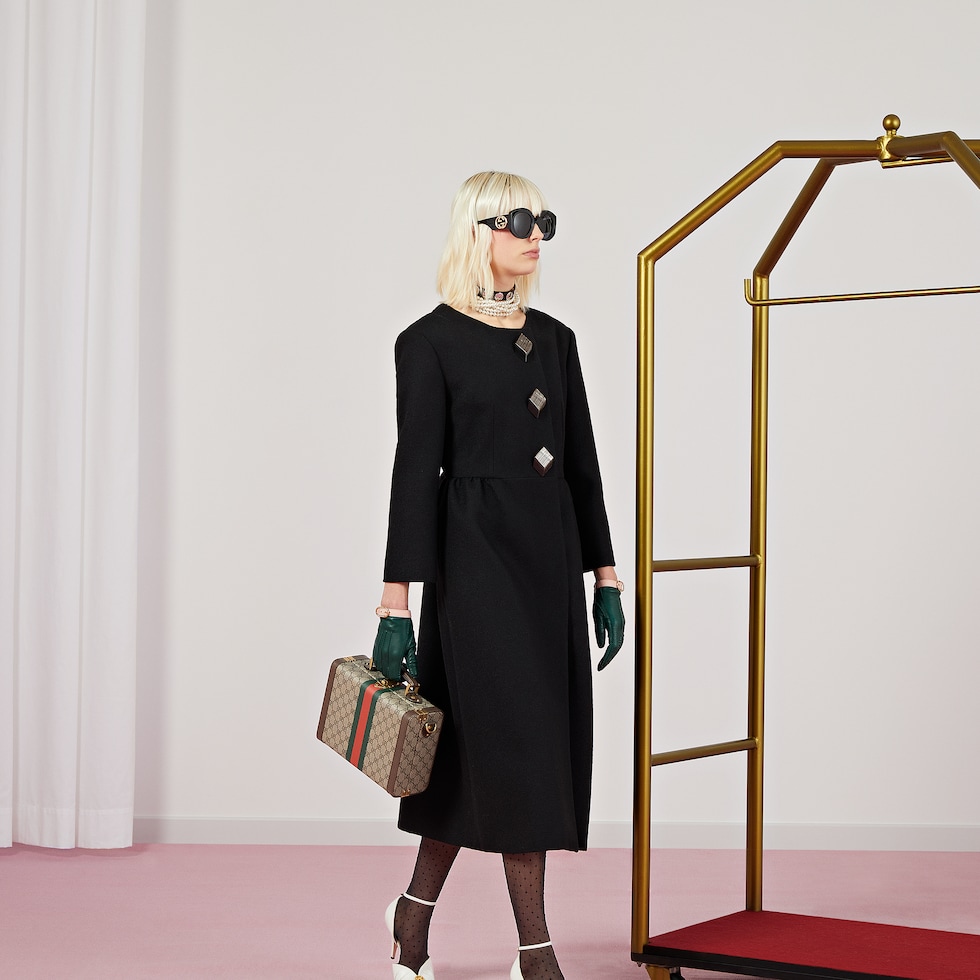 ウェブ ストライプ付き Gucci Savoy ビューティーケース