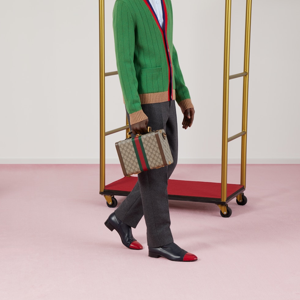 ウェブ ストライプ付き Gucci Savoy ビューティーケース