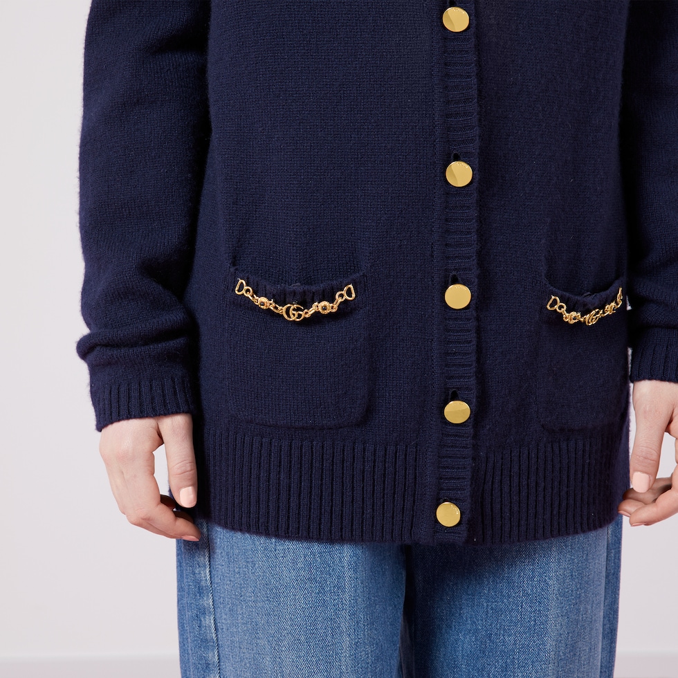 Cashmere cardigan with chain detail