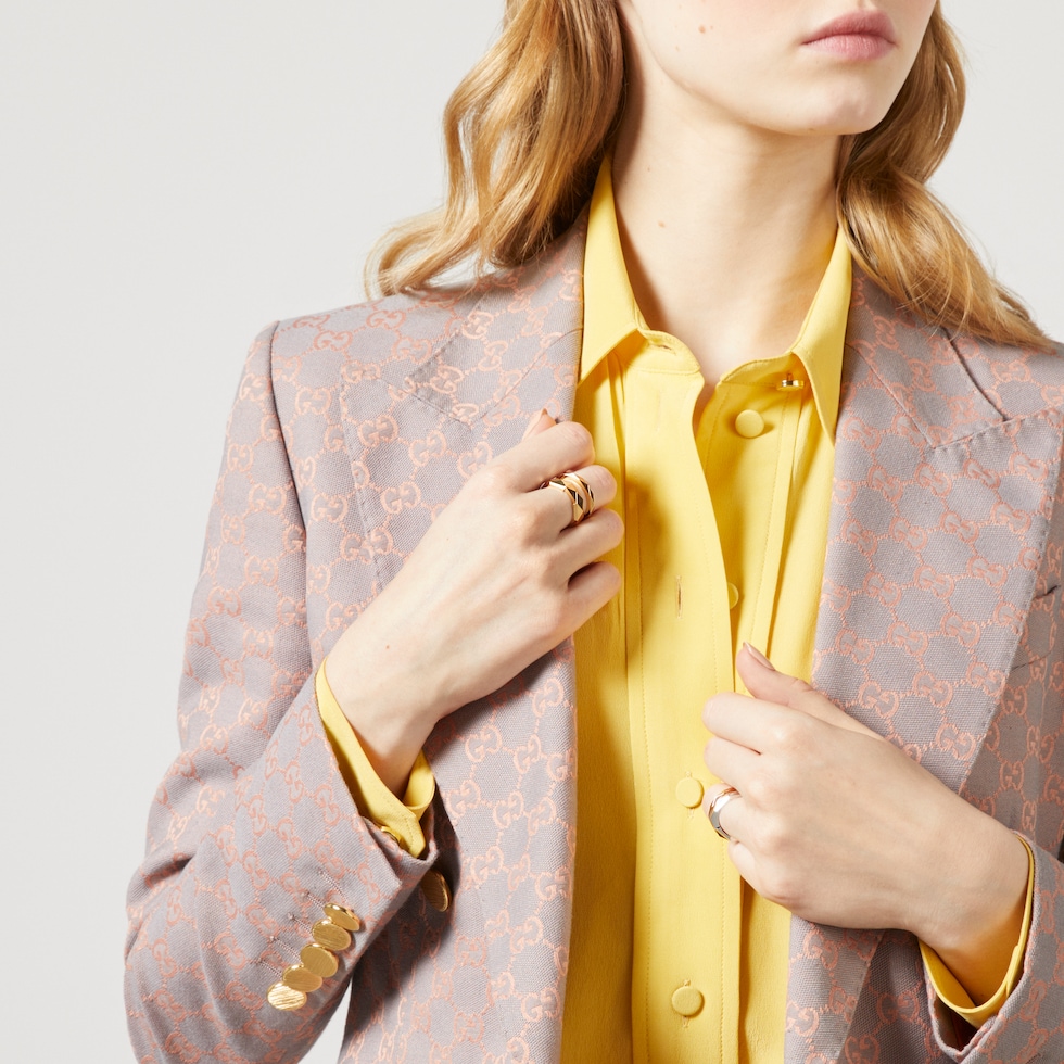 〔Gucci Link to Love〕ジオメトリック スタッズ ダブル リング