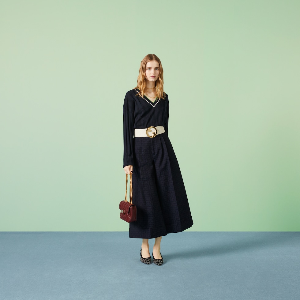 Wool silk jumper with embroidery