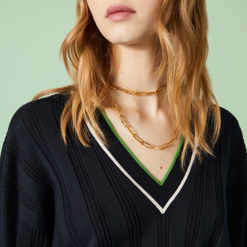 Wool silk jumper with embroidery