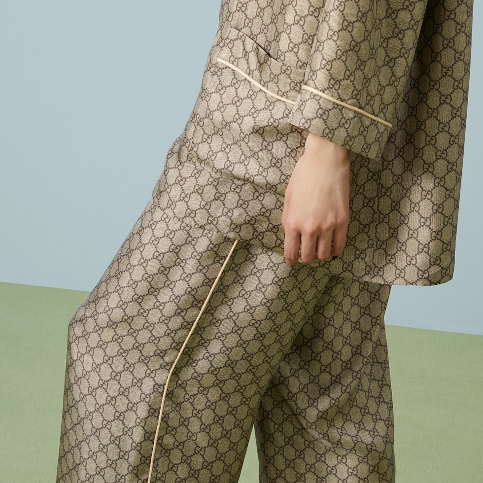 Pantalon en soie à imprimé GG Supreme