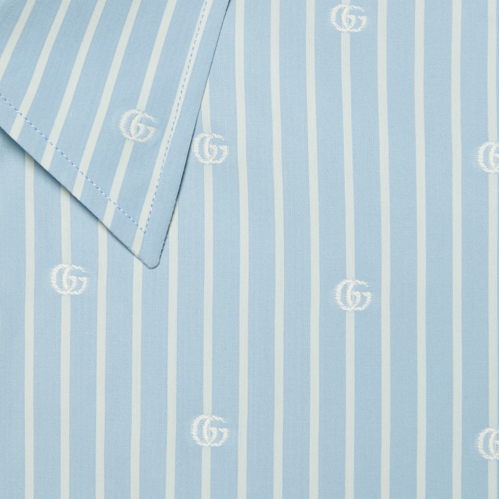Camicia in cotone fil coupé a righe GG