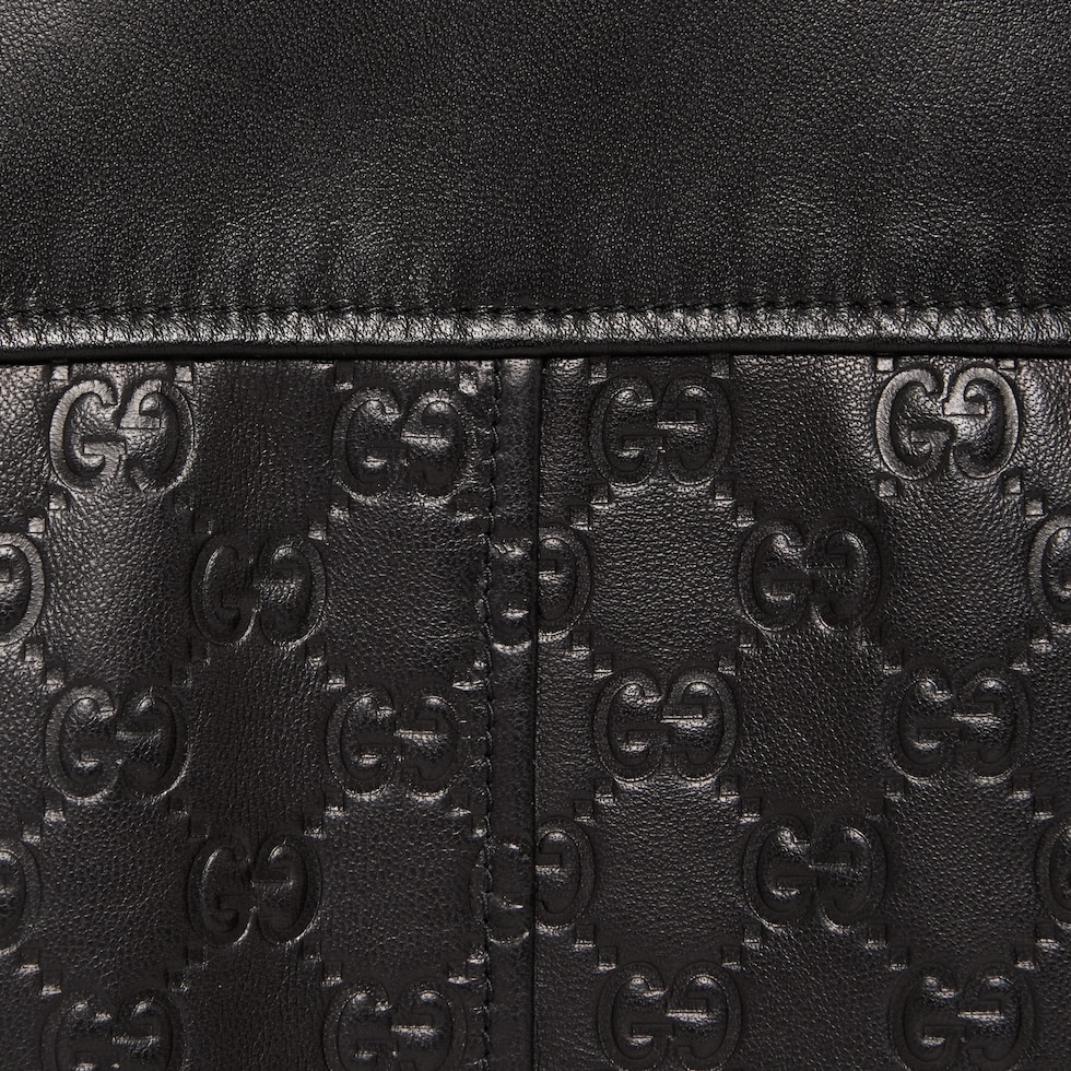 GG embossed leather bomber jacket