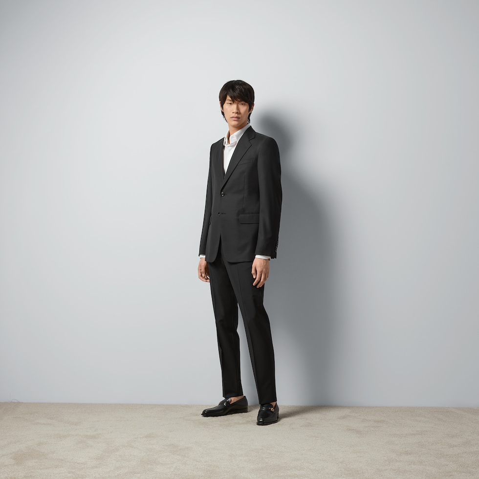 GUCCIメンズスーツ 高級 GUCCI グッチ ウール混 タキシード ジャケット＆テーパード