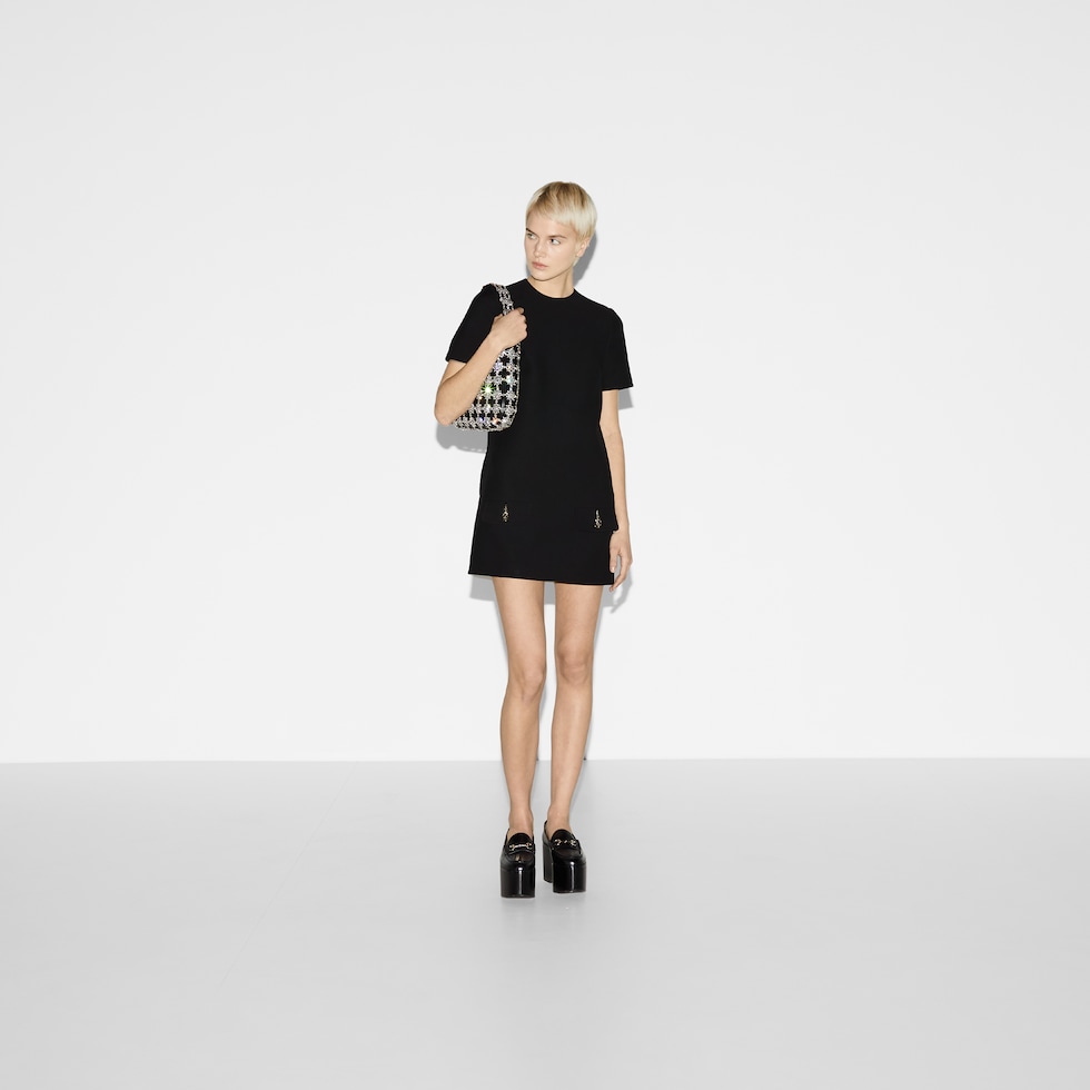 Cady crêpe wool silk dress
