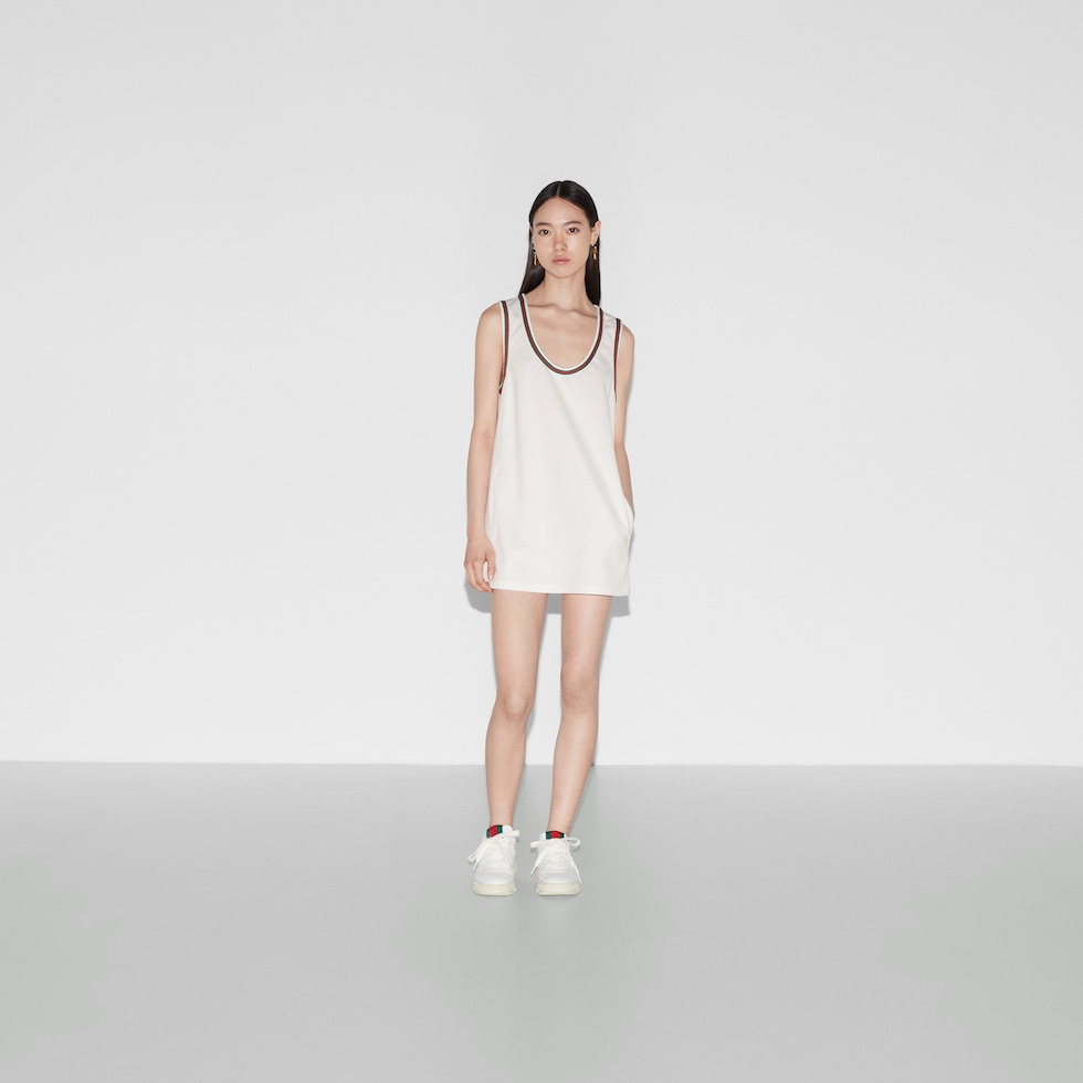 Short technical jersey dress with Web