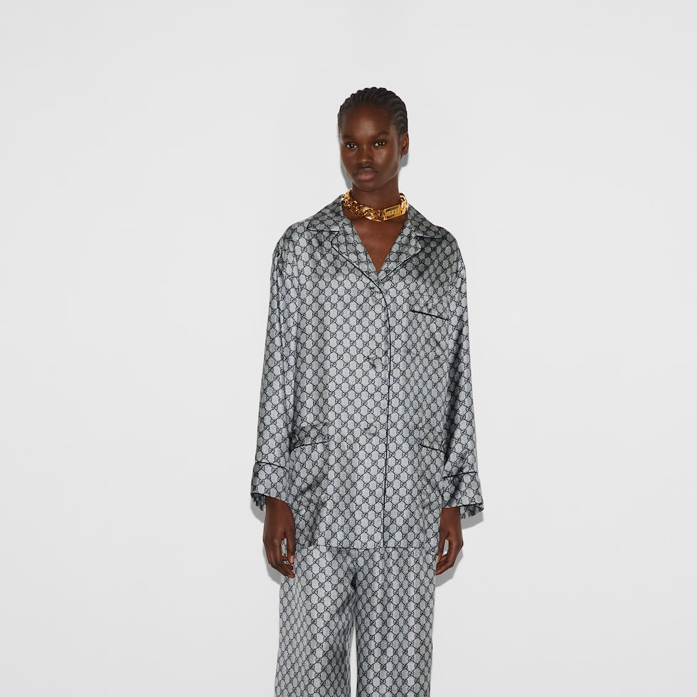 GG silk twill shirt
