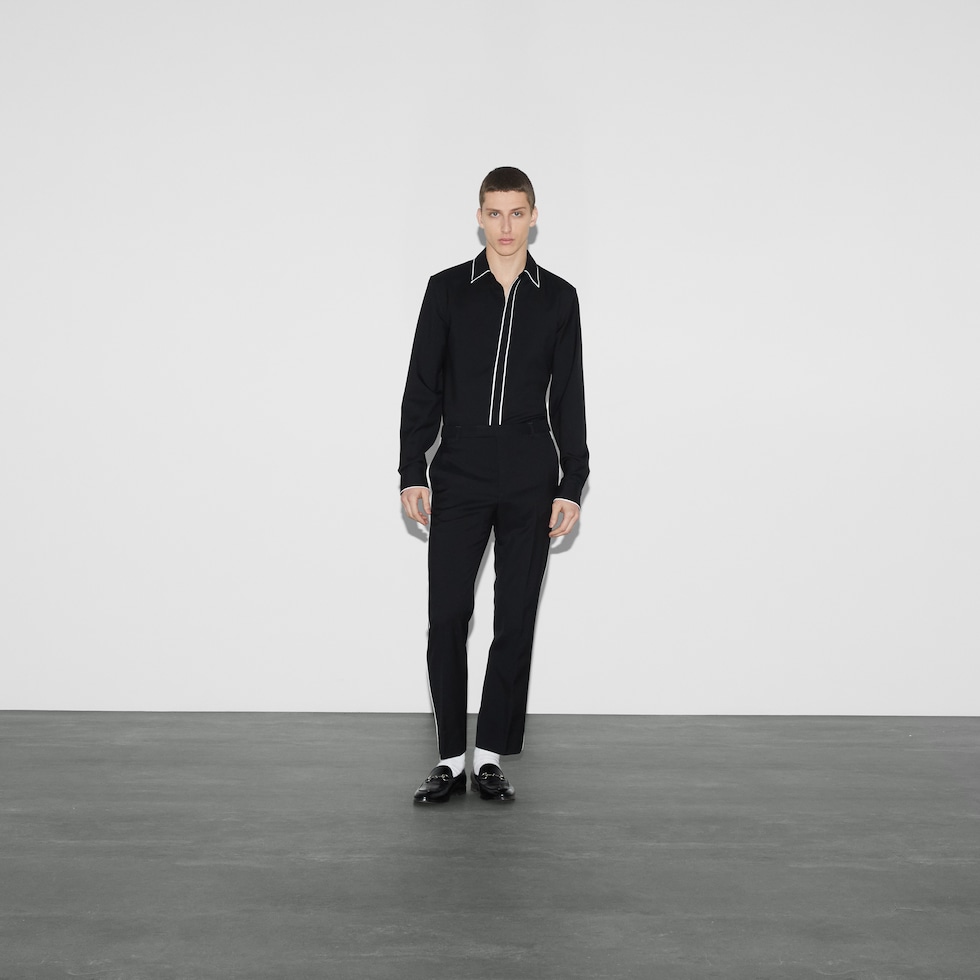 Wool gabardine shirt