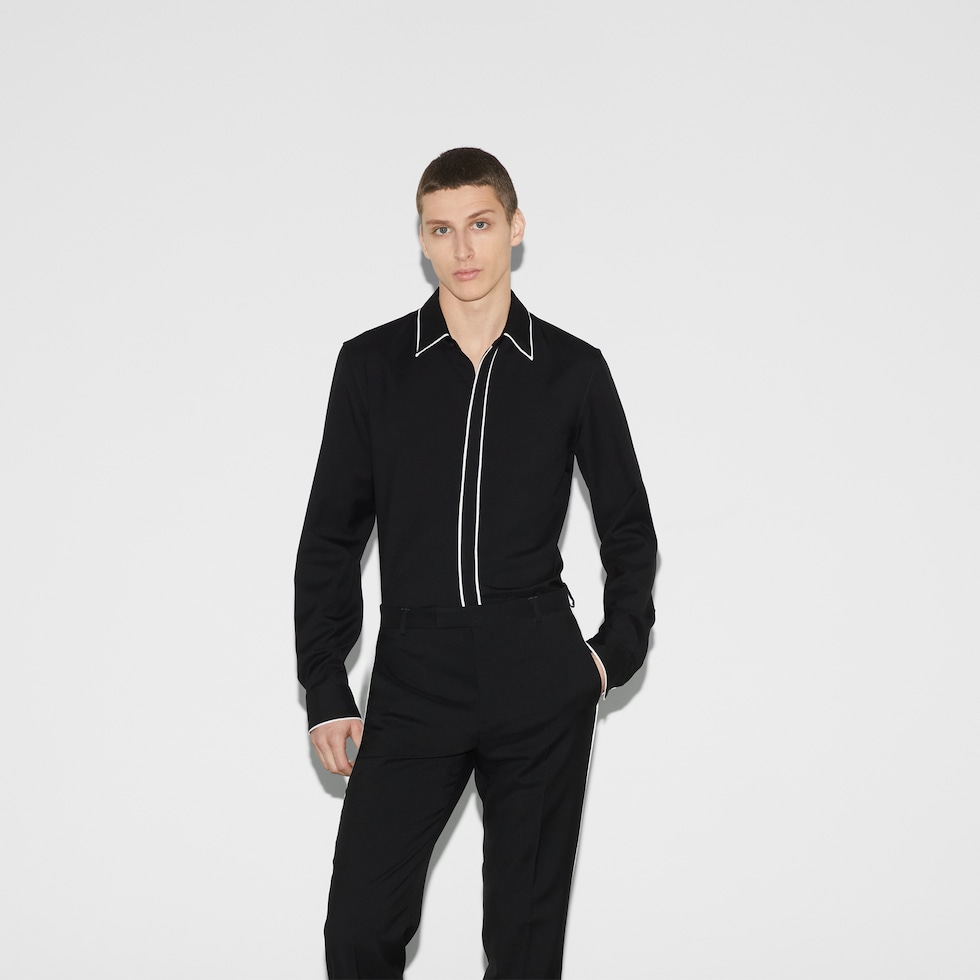 Wool gabardine shirt