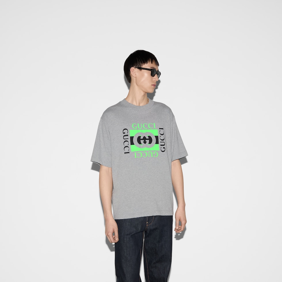 Cotton jersey T-shirt with Gucci print
