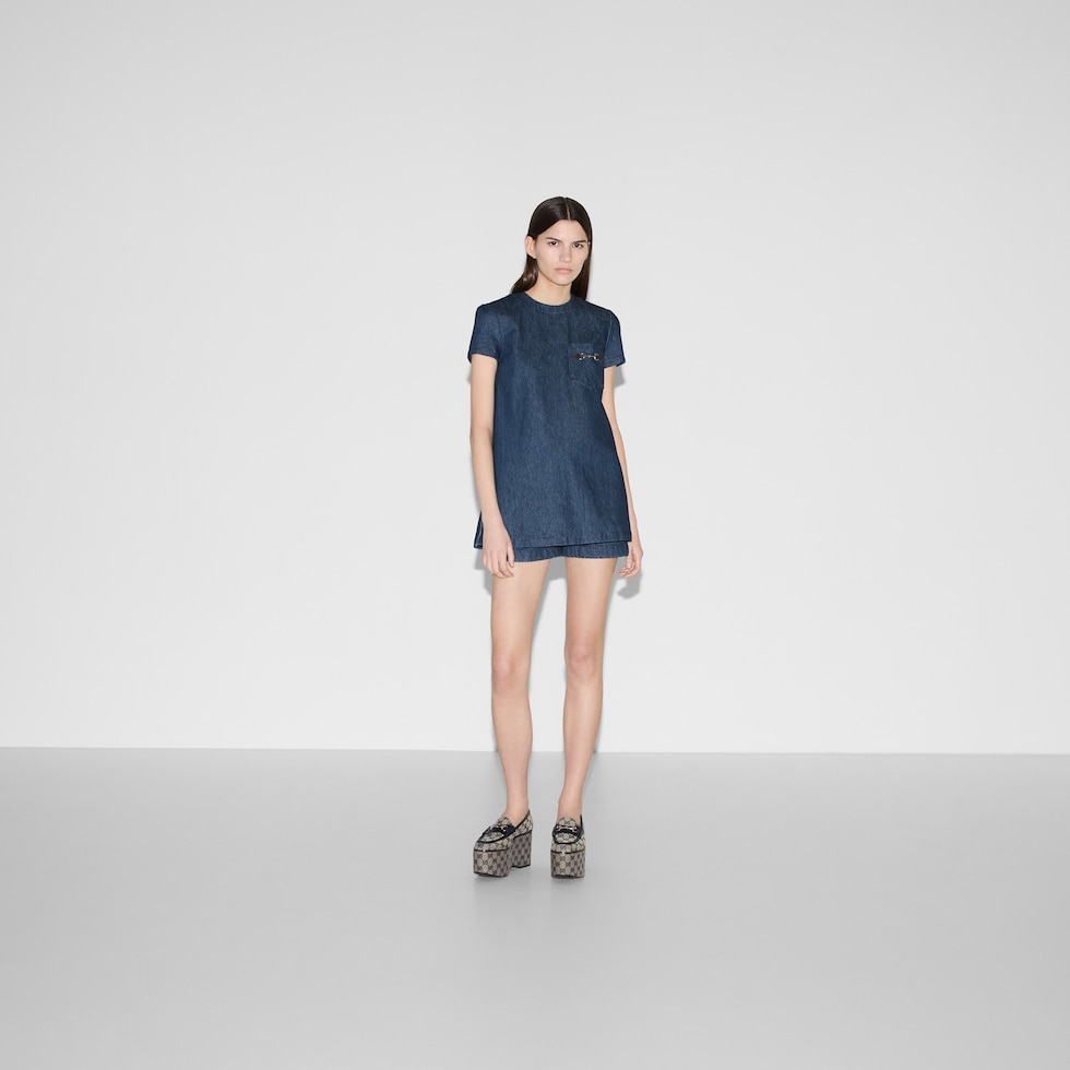 Denim dress with Horsebit