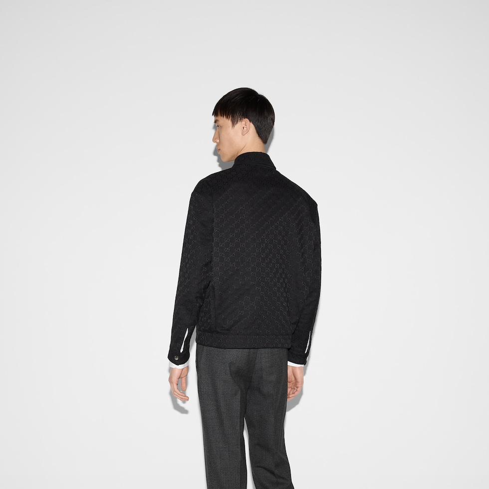Giacca reversibile in nylon e tessuto GG
