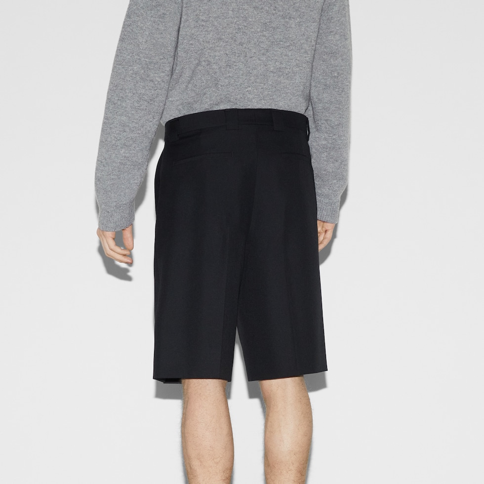 Wool blend twill short with Web