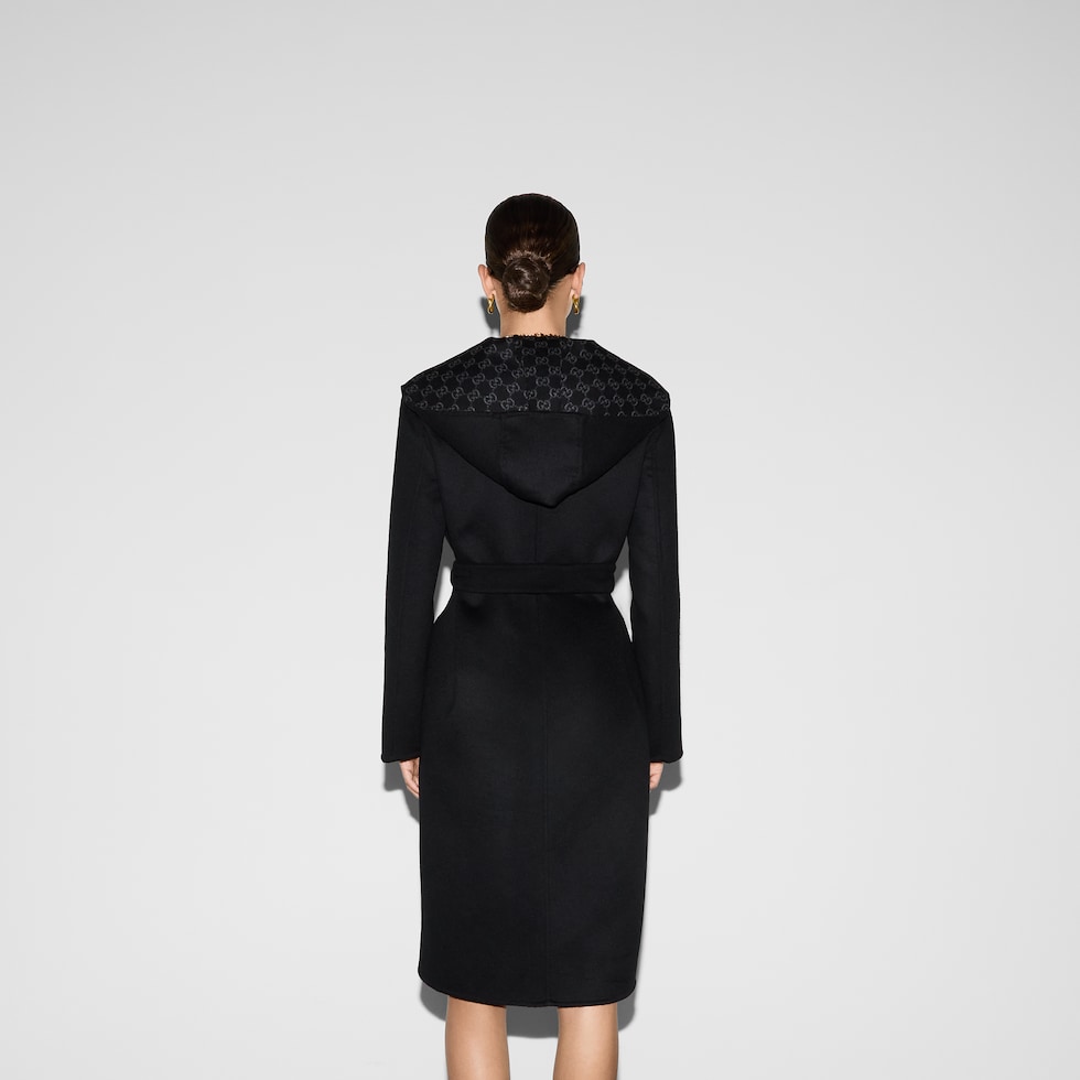 Reversible GG silk wool blend coat