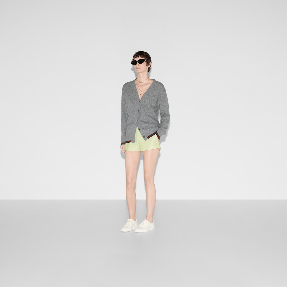 Cardigan in lana e cashmere con Web