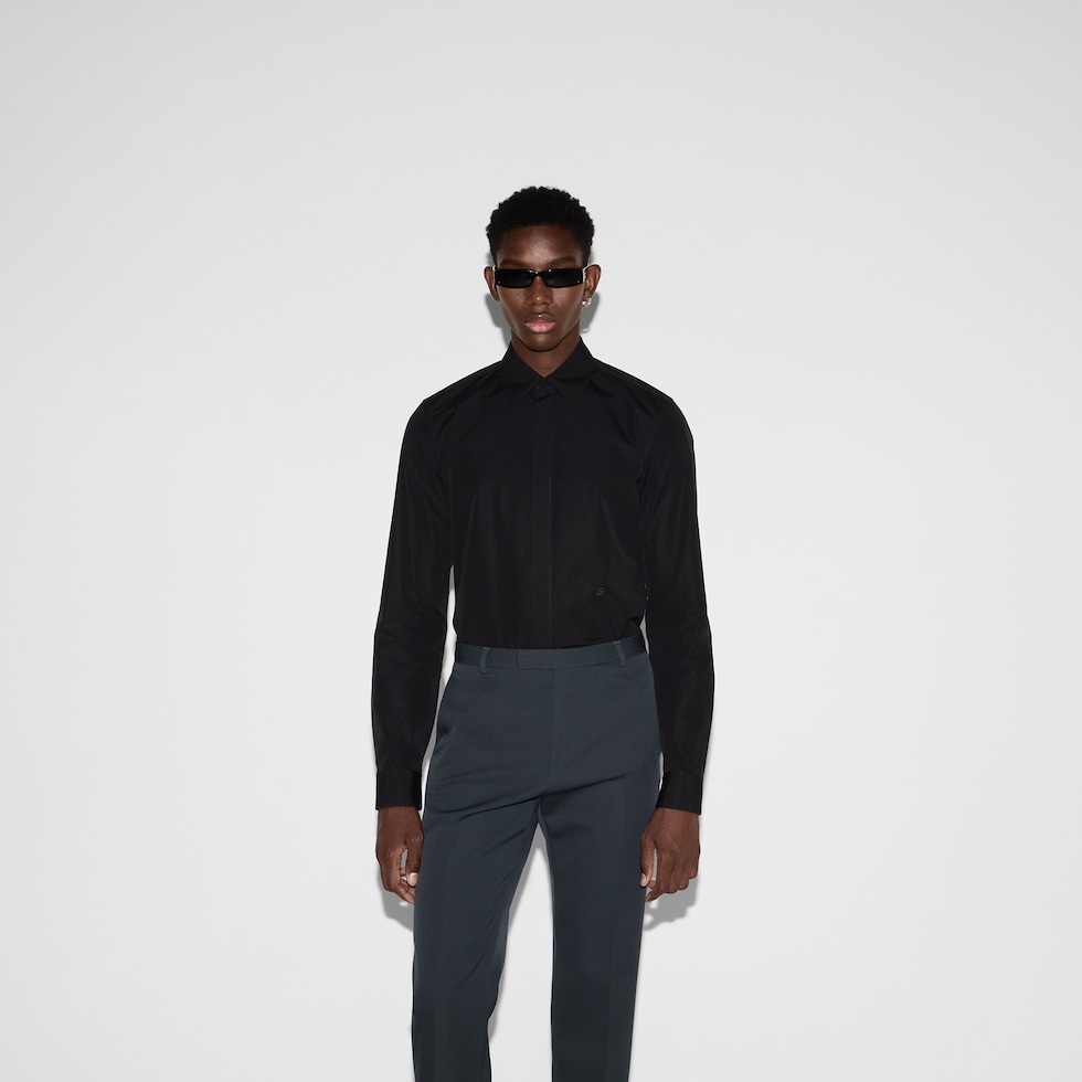Embroidered cotton poplin shirt