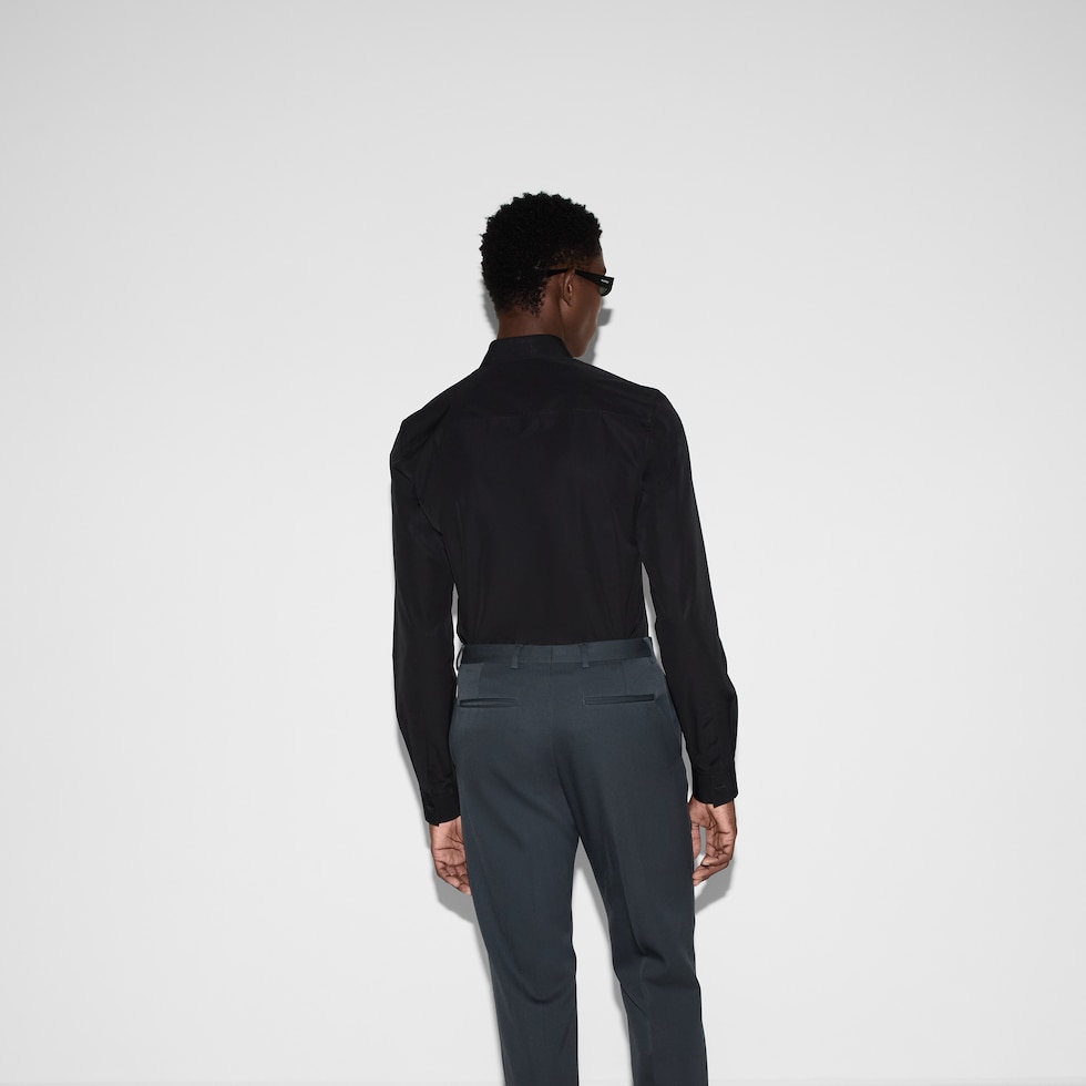 Embroidered cotton poplin shirt