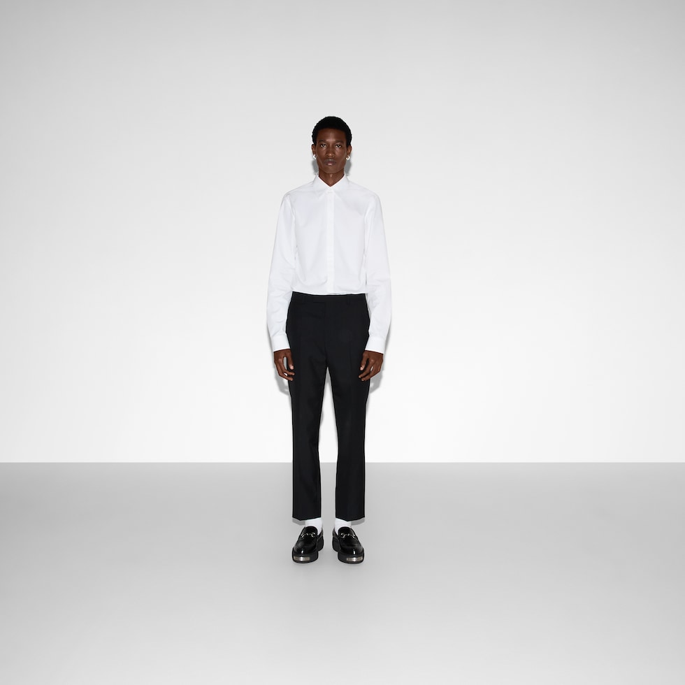 Embroidered cotton poplin shirt