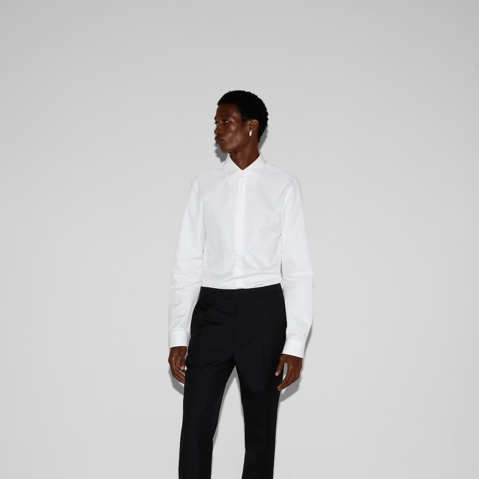 Embroidered cotton poplin shirt