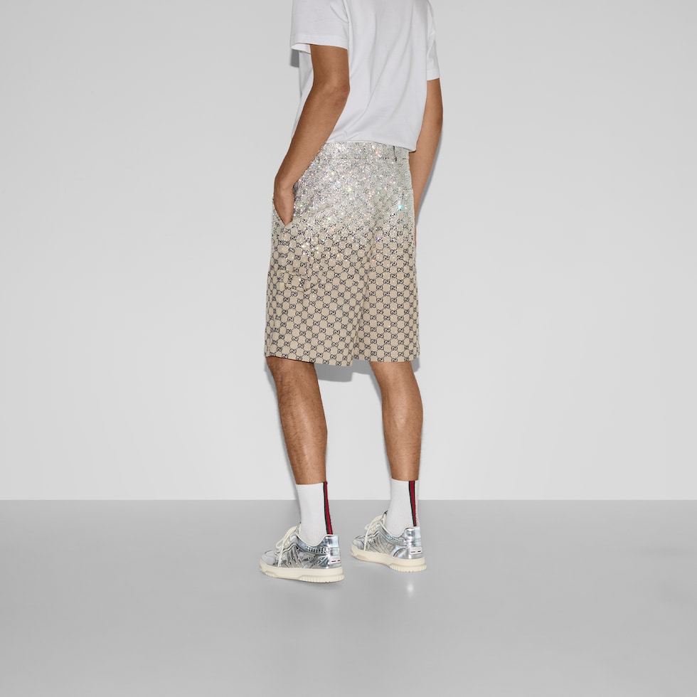 GG canvas shorts with crystals