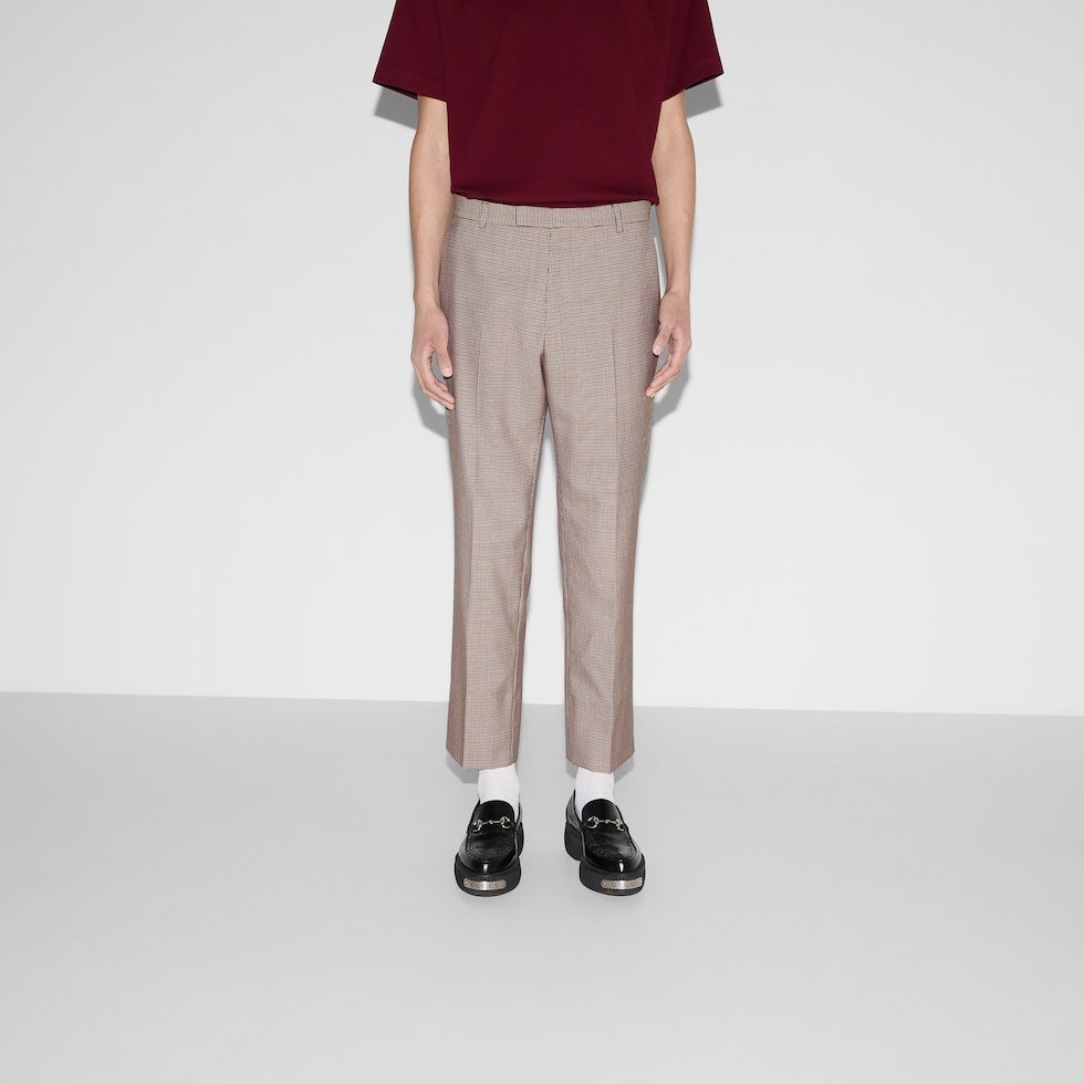 Gingham wool pants