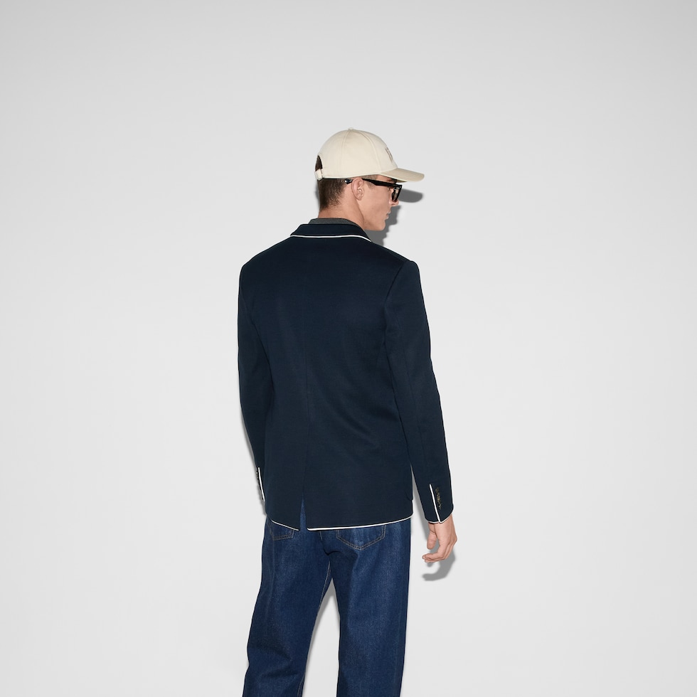 Cotton jersey jacket with embroidery
