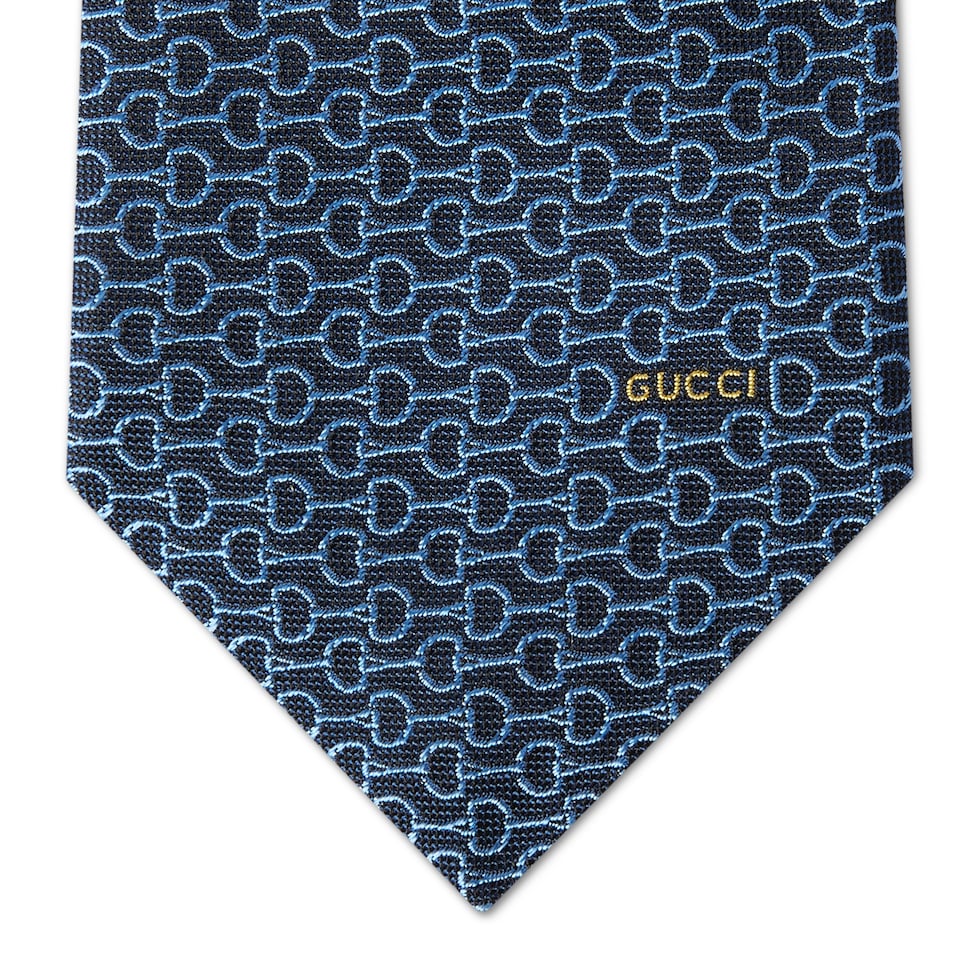 Horsebit silk jacquard tie