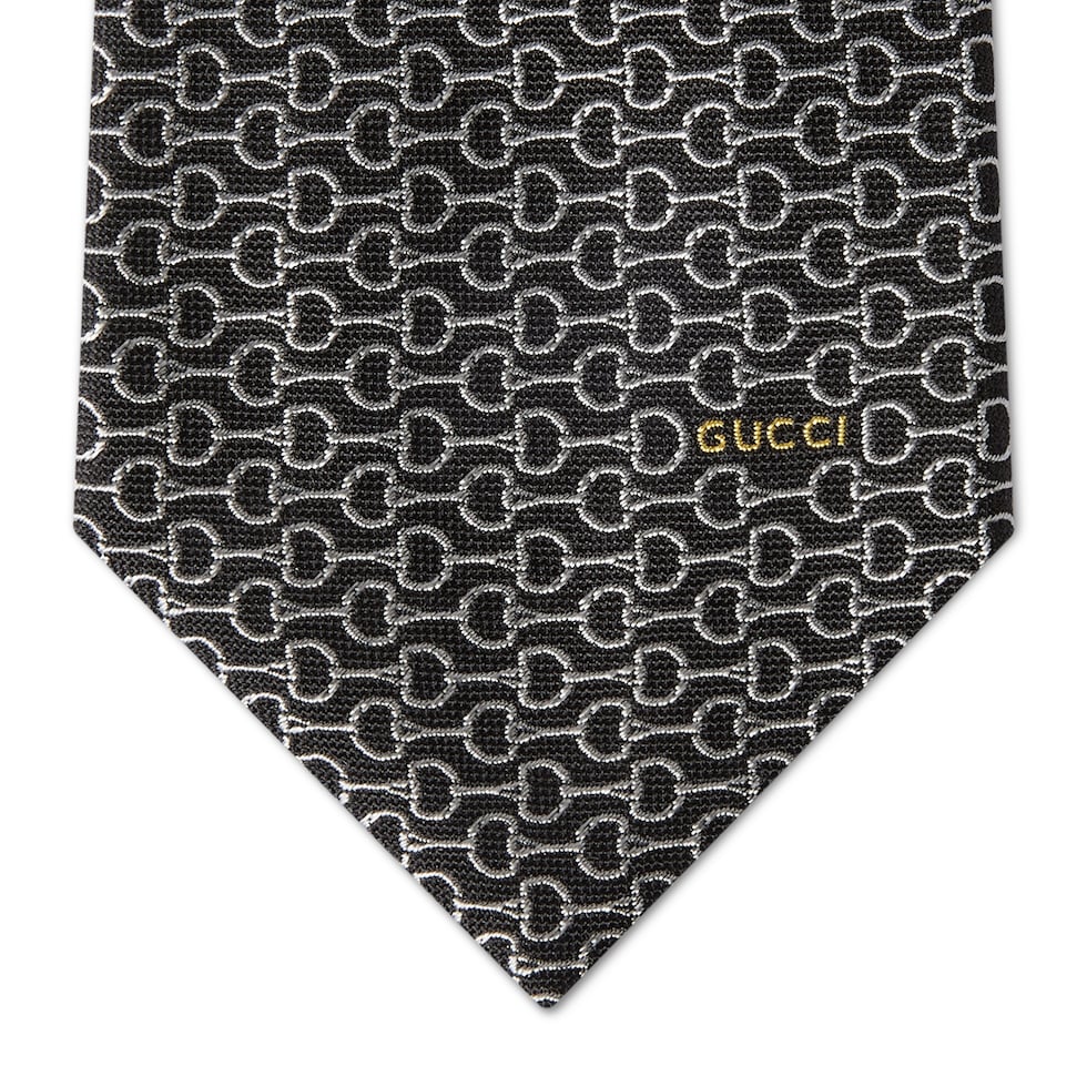 Horsebit silk jacquard tie