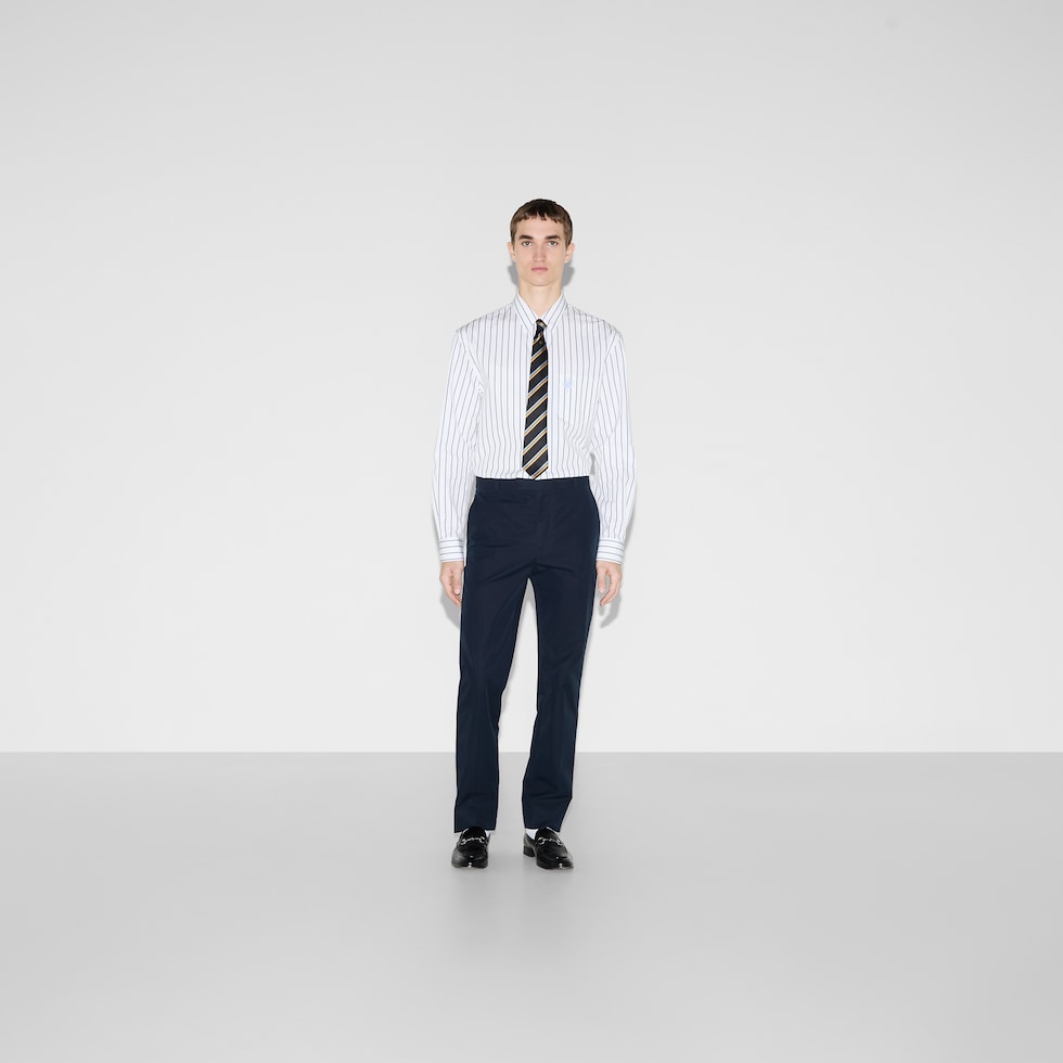 Embossed cotton twill trouser