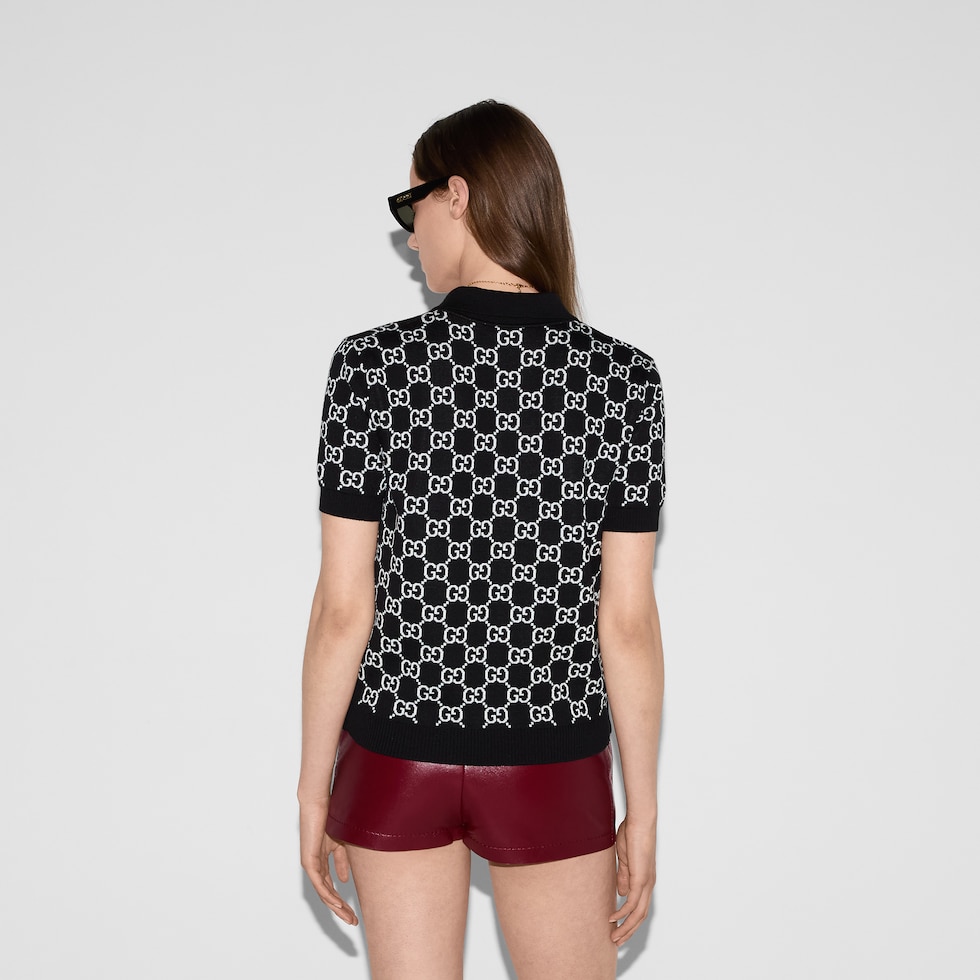 Wendbares Poloshirt aus GG Wolljacquard