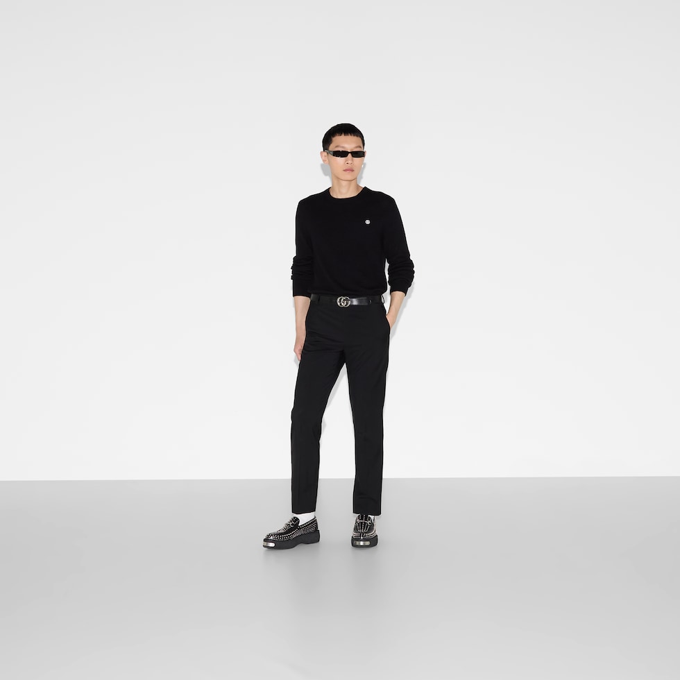 자수 울 캐시미어 스웨터