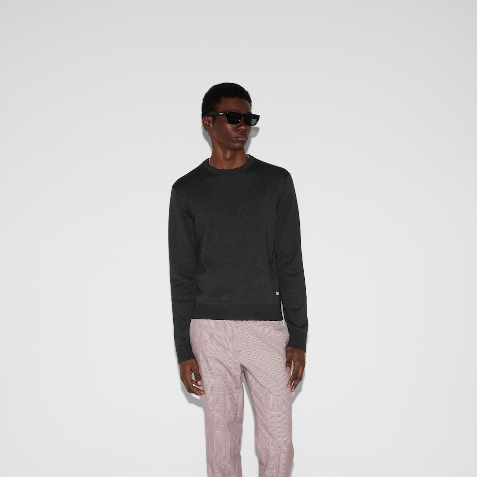 GUCCI グッチ　クルーネック　コットン　ニット　ブラック　M GUCCI - グッチ GUCCI ニットの通販 by KOMEHYO ONLINE ラクマ店