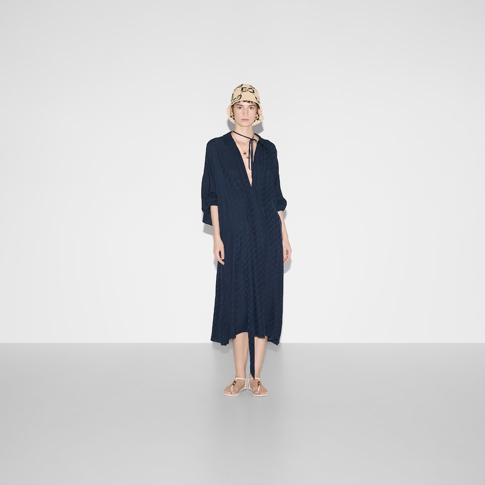 GG and chain silk jacquard dress