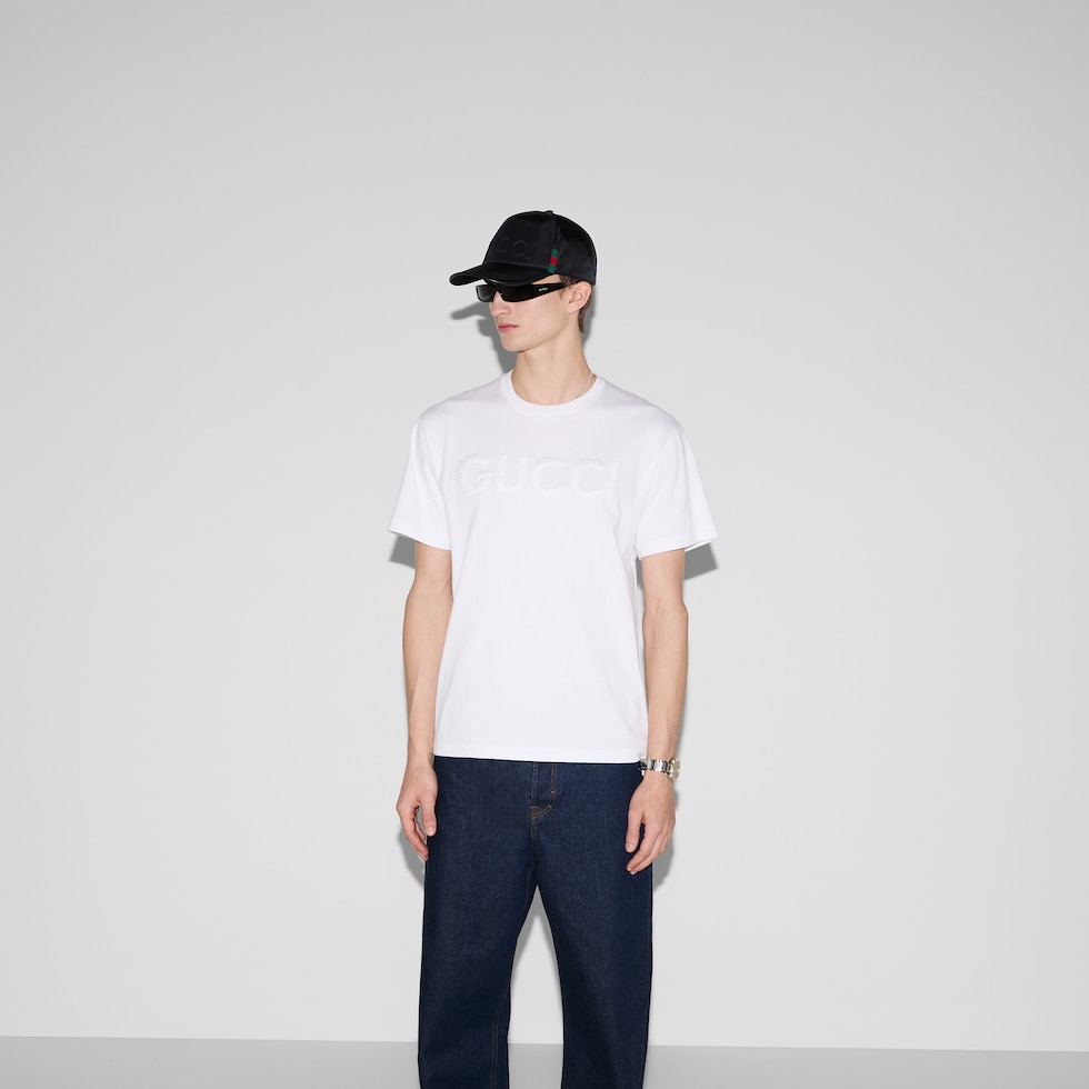Embroidered cotton jersey T-shirt