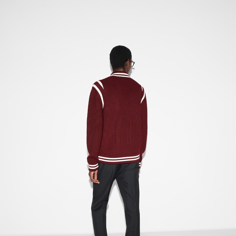 Knit wool cardigan with embroidery