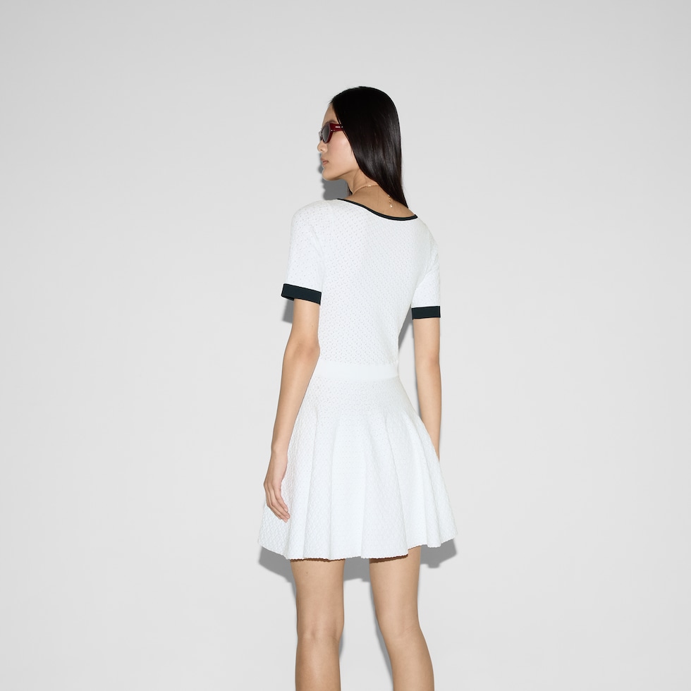 Fabric dress with intarsia