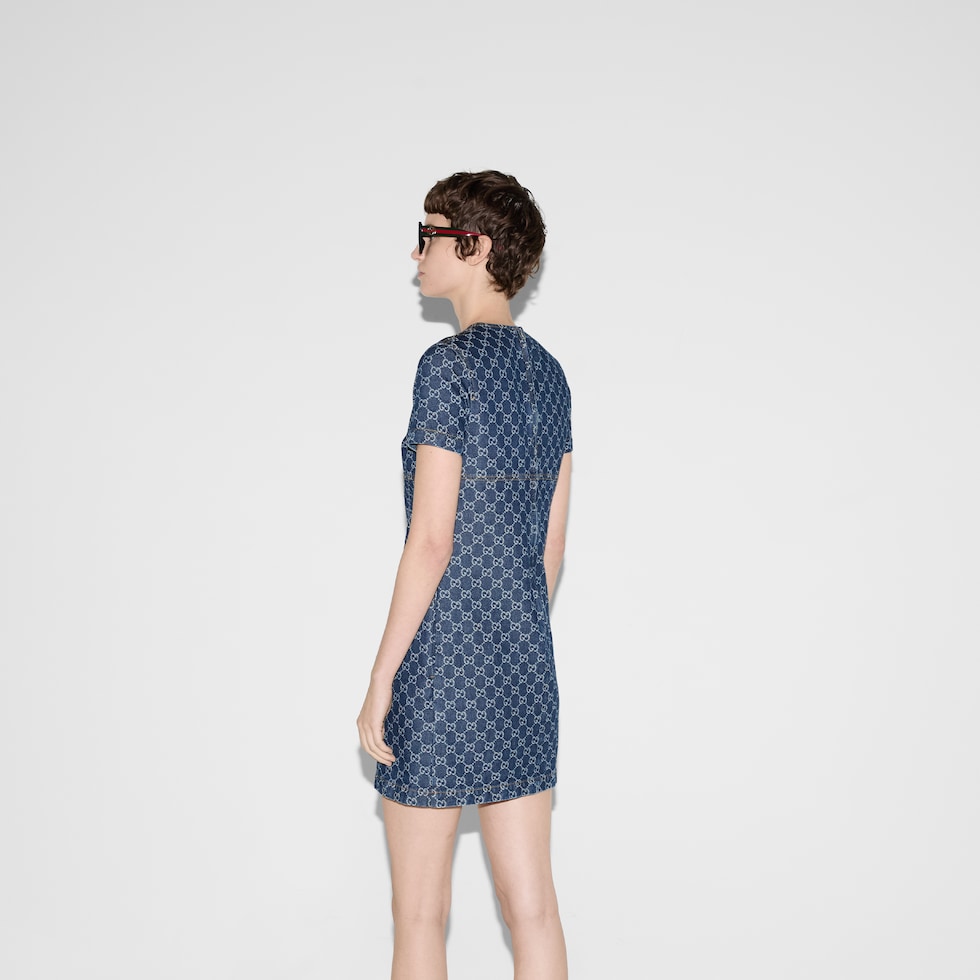 GUCCI ネイビー デニム ワンピース GG canvas jumpsuit with Horsebit in dark blue | GUCCI® US