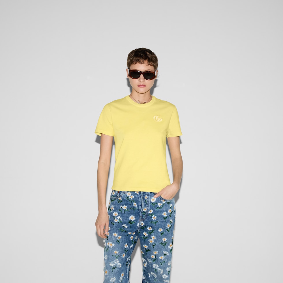 Embroidered cotton jersey T-shirt