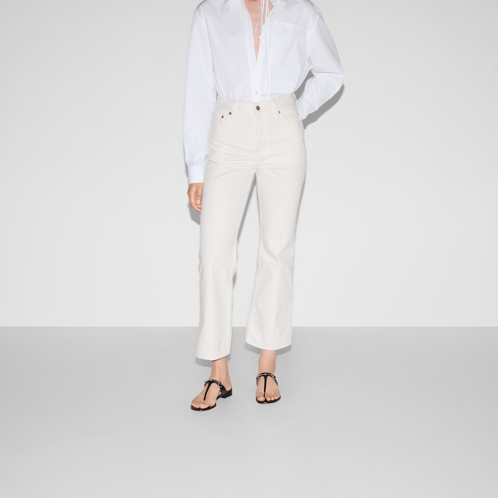 GUCCIレディースホワイトデニムパンツ38 GUCCI（グッチ）デニムパンツ 白 サイズ:22(XS位) レディース