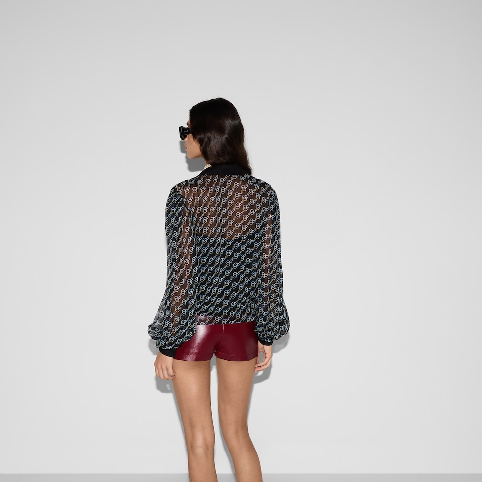 Printed silk creponne shirt