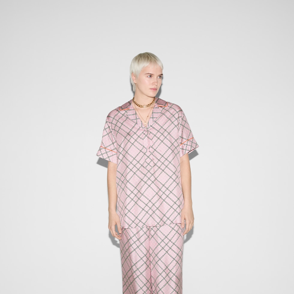 Printed silk twill shirt