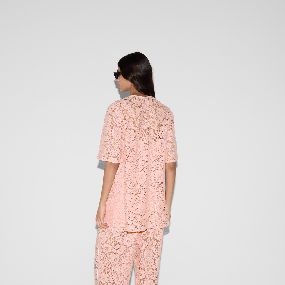 Floral lace top with print