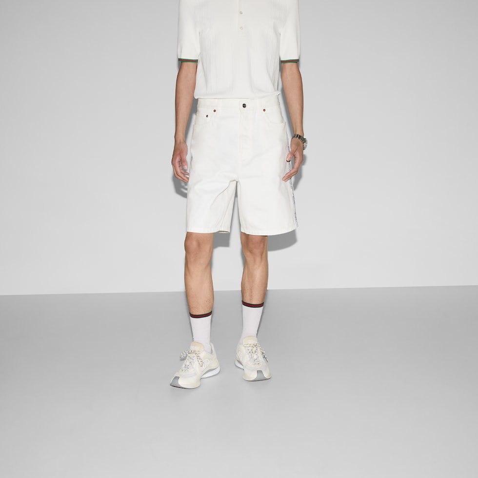 Shorts aus Denim mit Gucci Webkante