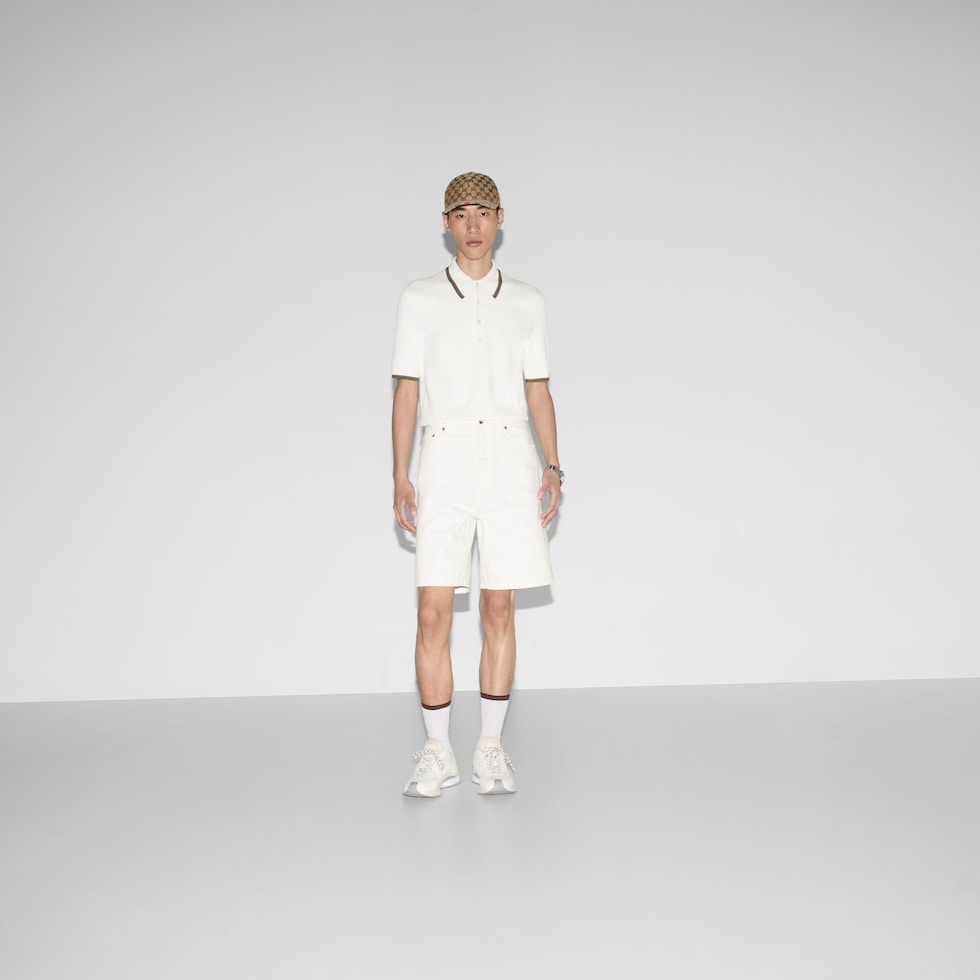 Shorts aus Denim mit Gucci Webkante
