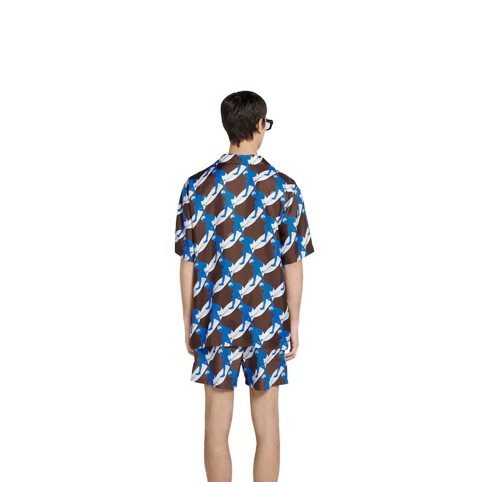 Camicia bowling in seta stampata