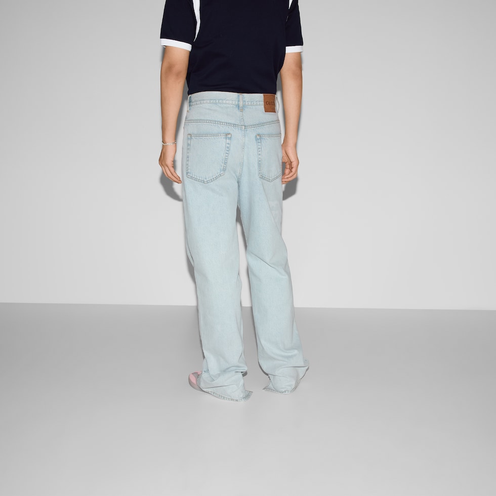 Lasered denim trousers